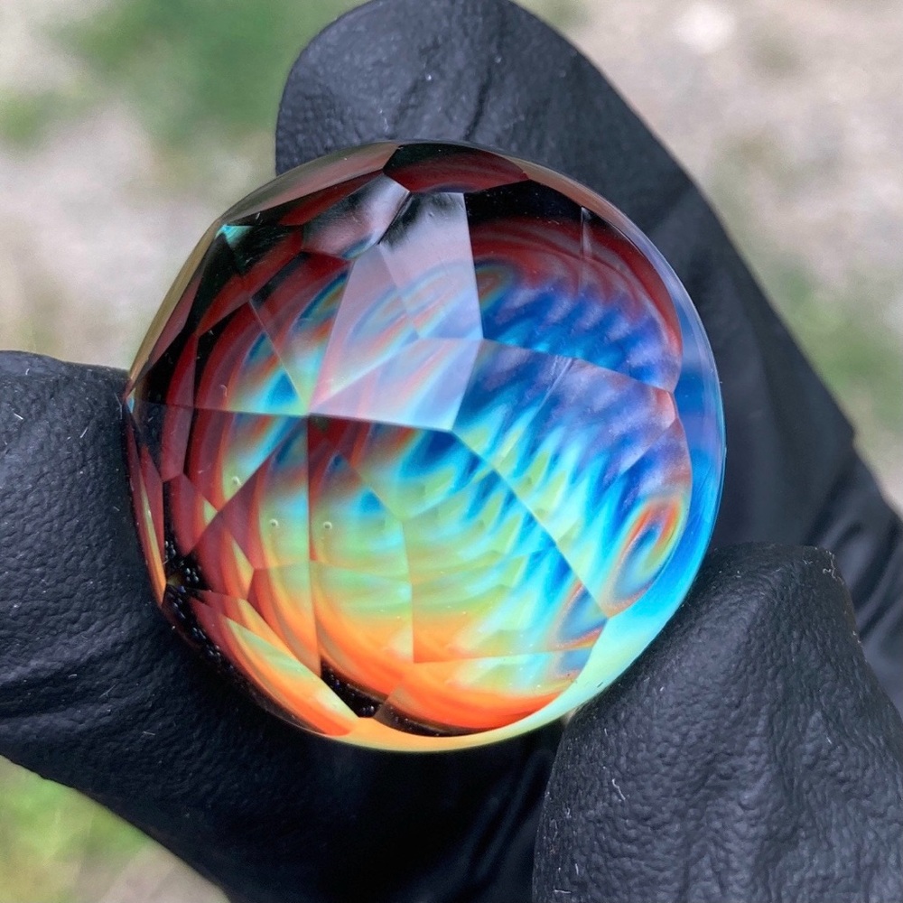 Hunter Read OOAK "Dual Pattern Sprial 2" Art Glass Marble